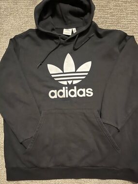 adidas Black Hoodie with White Trefoil Logo
